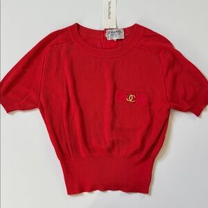 CHANEL Vintage Red Knit Top
